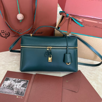 Extra Bag L27 In Peacock Blue Smooth Calfskin With Gold Hardware