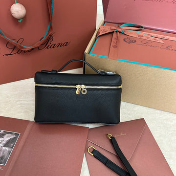 Extra Pocket L19 In Black Calfskin With Gold Hardware