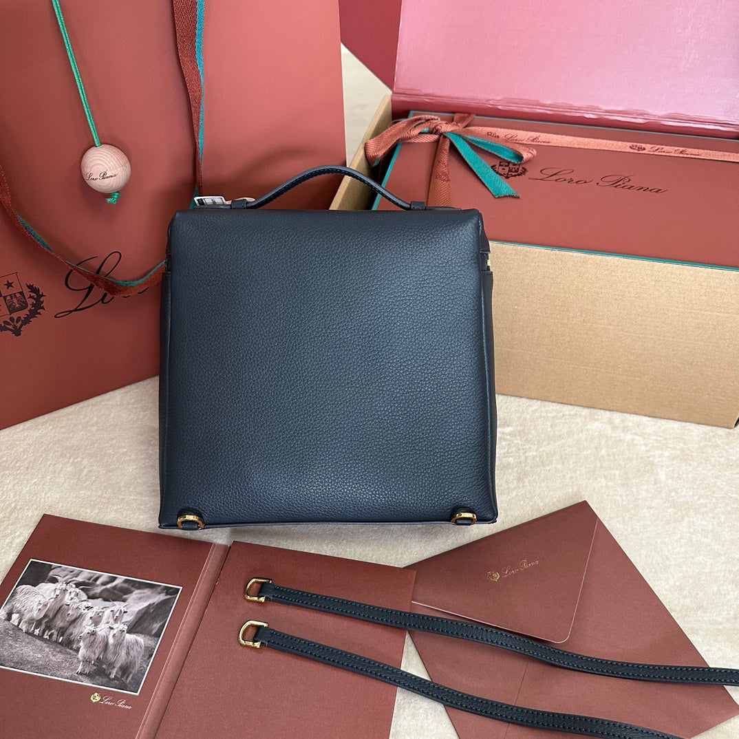Extra Pocket Backpack L23.5 In Black Calfskin With Gold Hardware