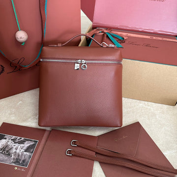 Extra Pocket Backpack L23.5 In Bronze Brown Calfskin With Silver Hardware