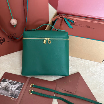 Extra Pocket Backpack L23.5 In Teal Green Calfskin With Gold Hardware