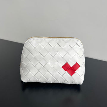 Intrecciato 16 Bag In White Mix Red Lambskin