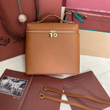 Extra Pocket Backpack L23.5 In Ginger Orange Calfskin With Gold Hardware