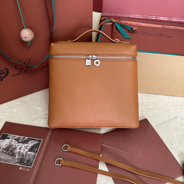 Extra Pocket Backpack L23.5 In Ginger Orange Calfskin With Silver Hardware
