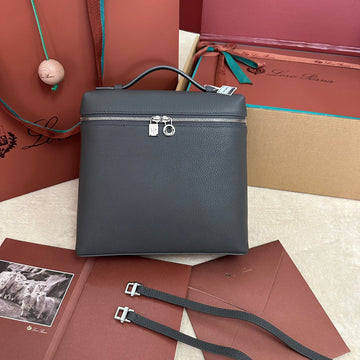 Extra Pocket Backpack L23.5 In Black Calfskin With Silver Hardware