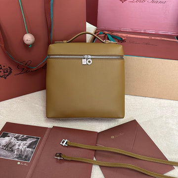 Extra Pocket Backpack L23.5 In Chocolate Brown Calfskin With Silver Hardware