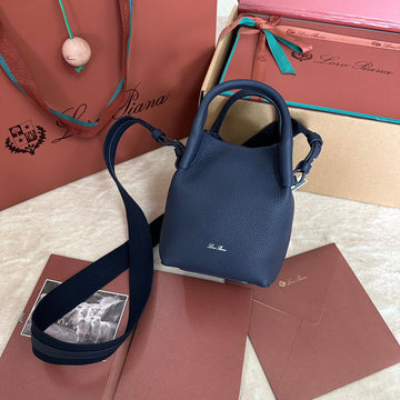 Micro Bale Bag In Navy Blue Calfskin