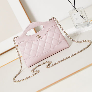 CC 24S31 Nano Shopping Bag 17.5cm Light Pink Lambskin Gold Hardware