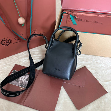 Micro Bale Bag In Black Calfskin