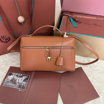 Extra Bag L27 In Ginger Orange Smooth Calfskin With Gold Hardware