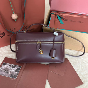 Extra Bag L27 In Wine Purple Smooth Calfskin With Gold Hardware