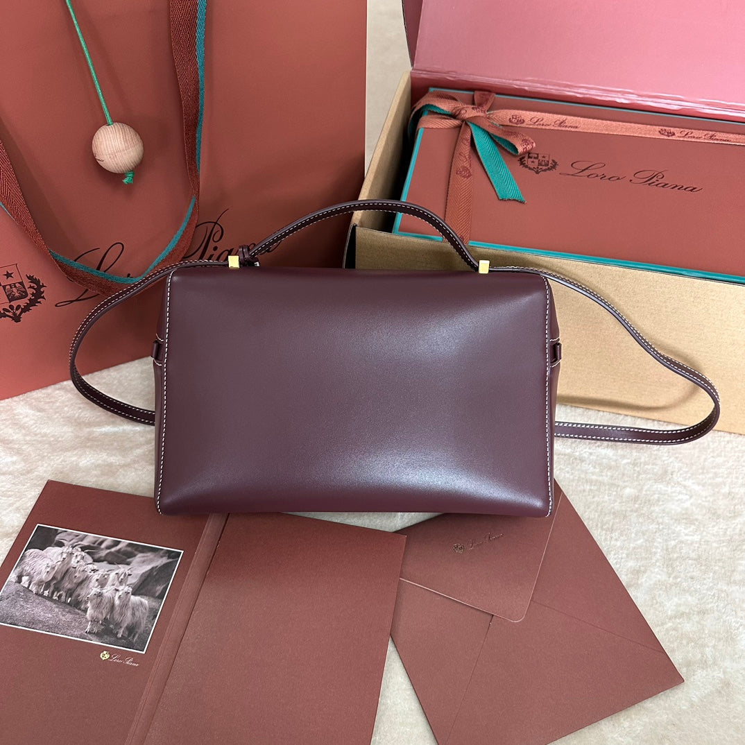 Extra Bag L27 In Wine Purple Smooth Calfskin With Gold Hardware