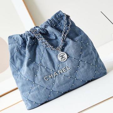 CC 22 Hobo Wasted Blue Denim Silver Hardware
