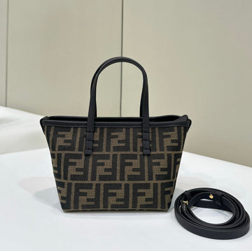 Mini Roll Bag 15 Black Mix Brown Ff Jacquard Fabric