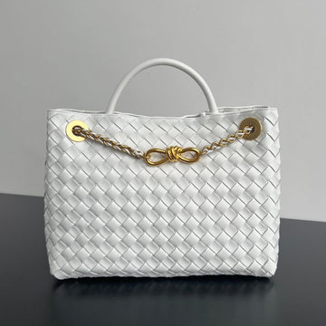 Bv Medium Andiamo 32 White Lambskin