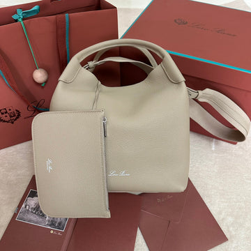 Medium 36 Bag In Khaki Brown Calfskin With Silver Hardware