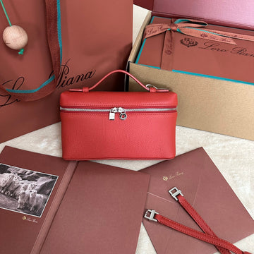 Extra Pocket L19 In Cherry Red Calfskin With Silver Hardware