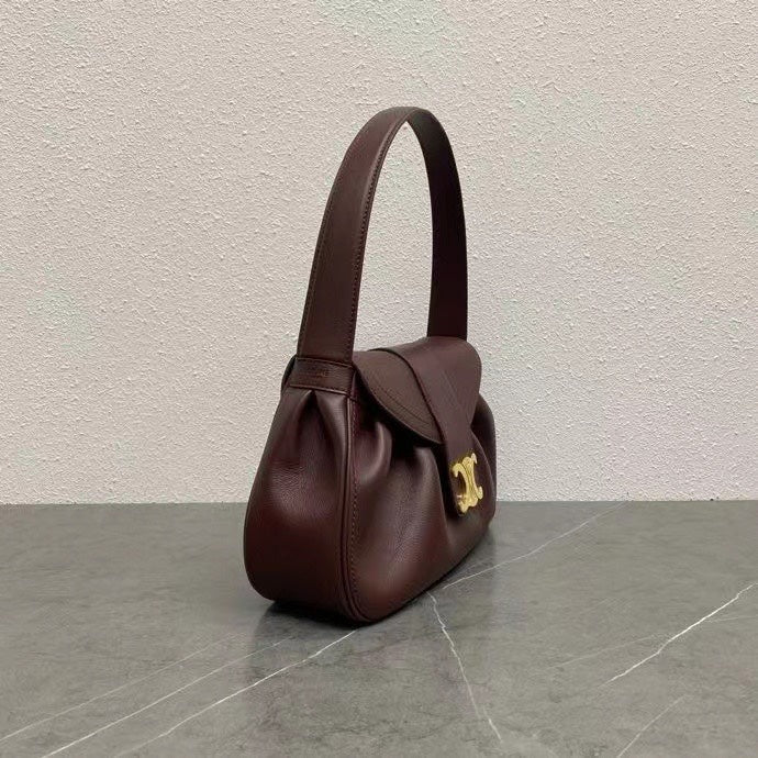 Celine Polly Bag 33CM Burgundy Calfskin Ghw