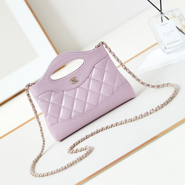 CC 24S31 Nano Shopping Bag 17.5cm Pink Lambskin Gold Hardware