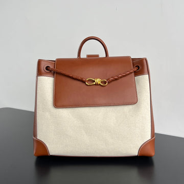 Large Andiamo Backpack 48 In Light Woof Calfskin And Canvas