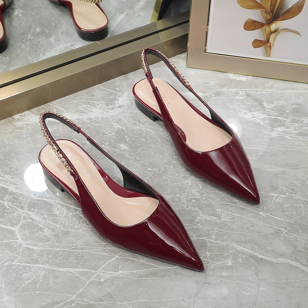 GG Signoria Slingback Flat Red Wine