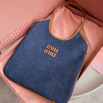 Ivy 40 Tote In Navy Blue Denim