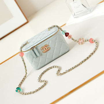 23P Vanity 17CM Cloud Blue Lambskin Light Gold Hardware