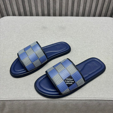 LV Venice Mule Slippers Navy Blue Damier