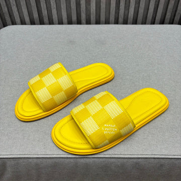LV Venice Mule Slippers Lemon Yellow Damier