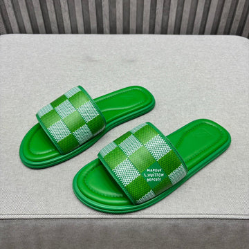 LV Venice Mule Slippers Kelly Green Damier