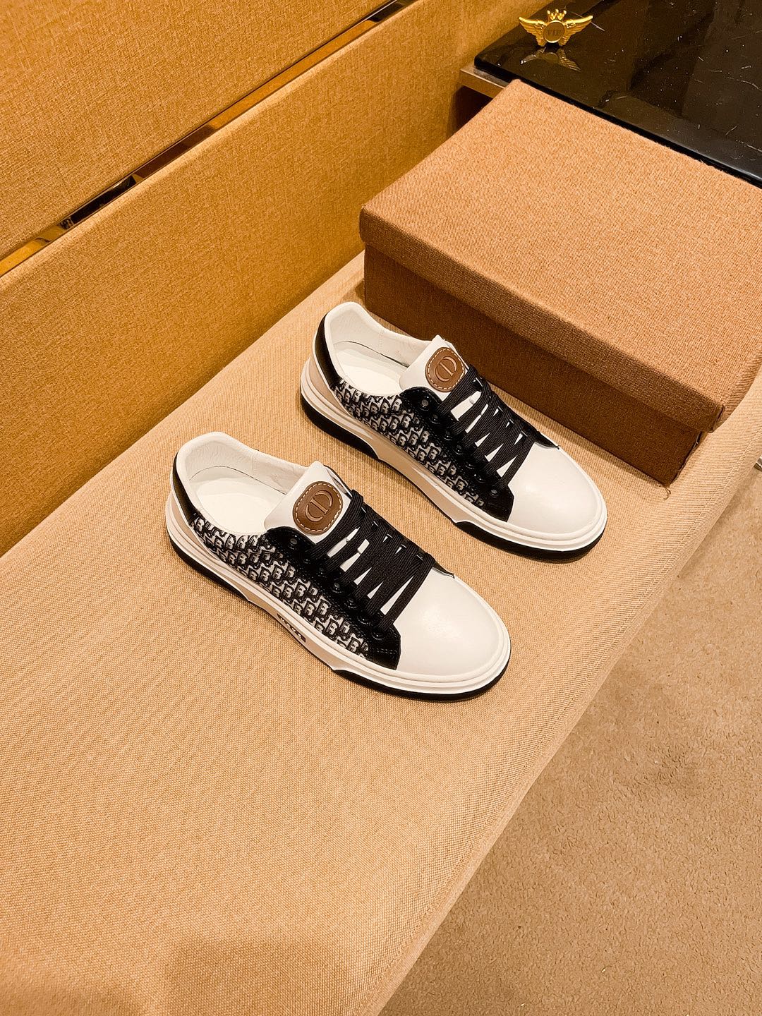 CD Low Top Sneaker White And Black Calfskin