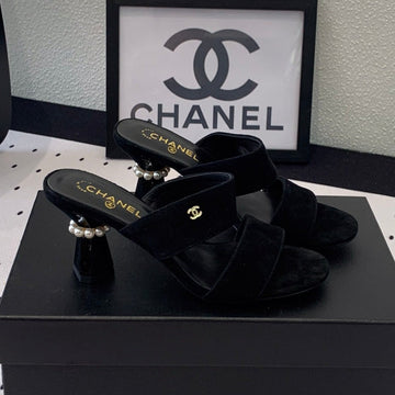 Mule Sandal 70 Black Velvet Lambskin