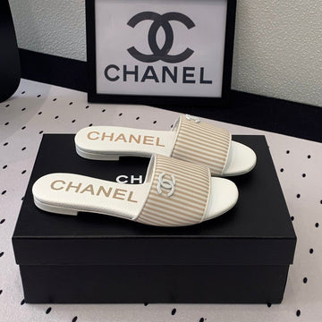 Mule Sandal Striped Beige White