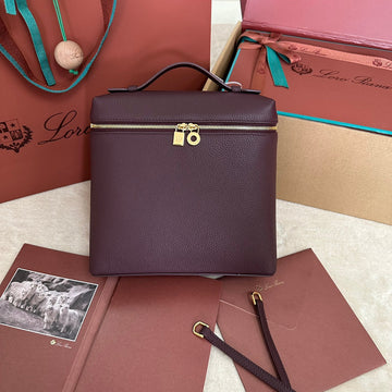 Extra Pocket Backpack L23.5 In Wine Purple Calfskin With Gold Hardware