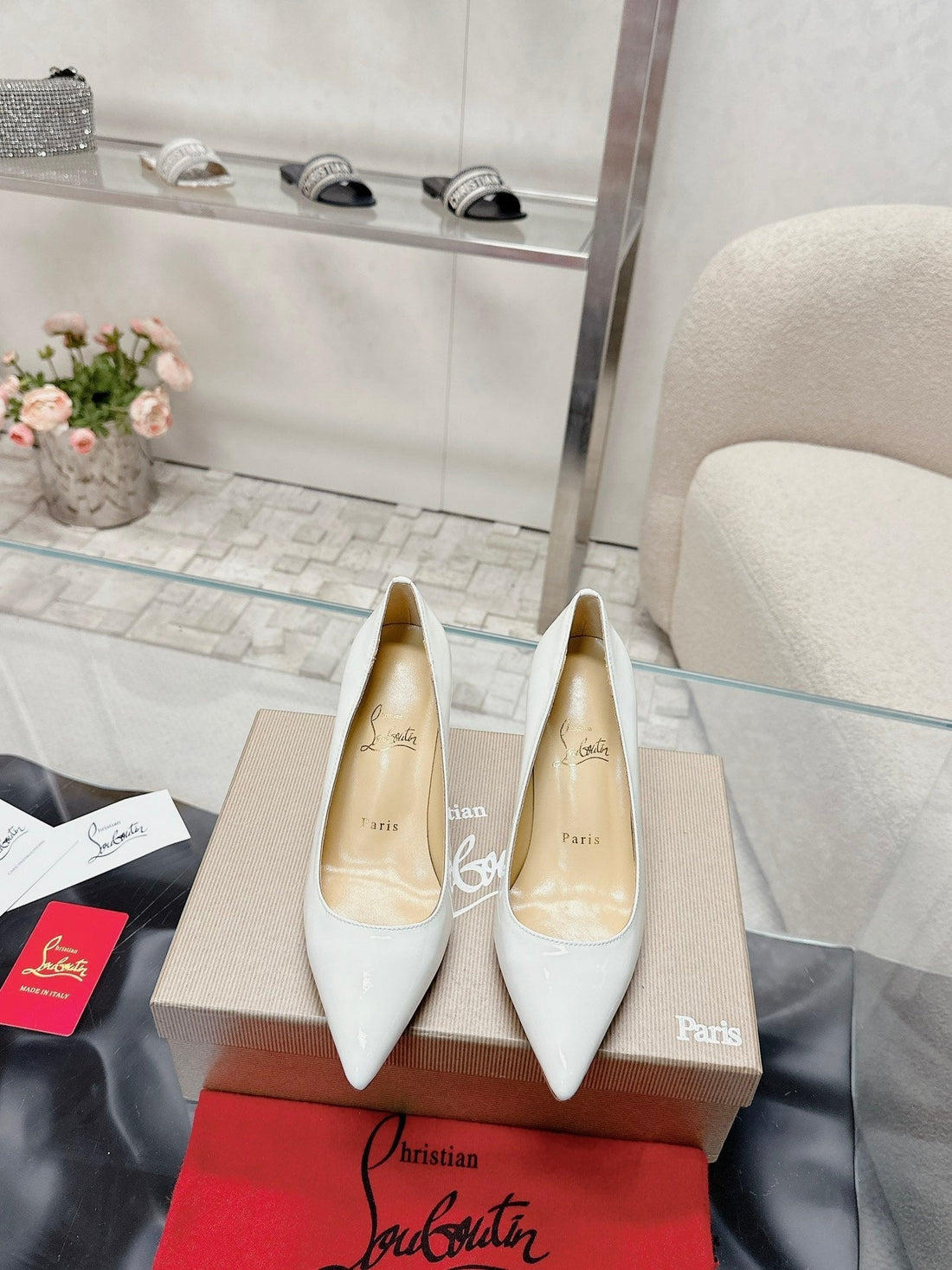 Cl 25S Scepter Pumps 85MM White Patent Leather 446632
