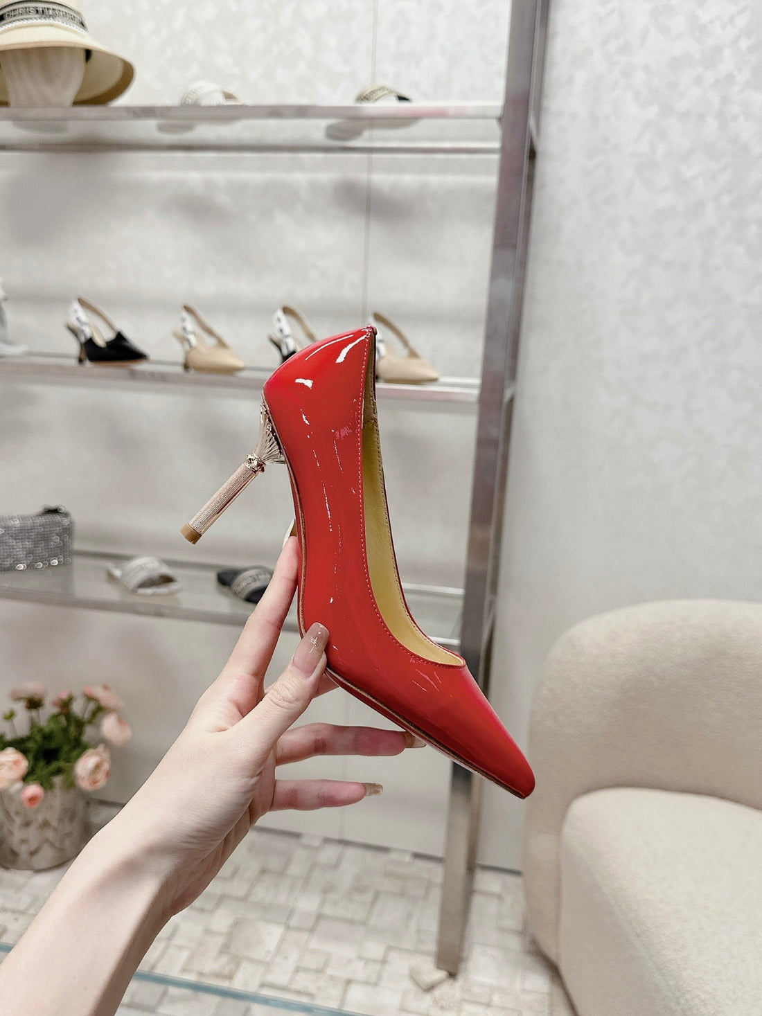 Cl 25S Scepter Pumps 85MM Red Patent Leather 446635