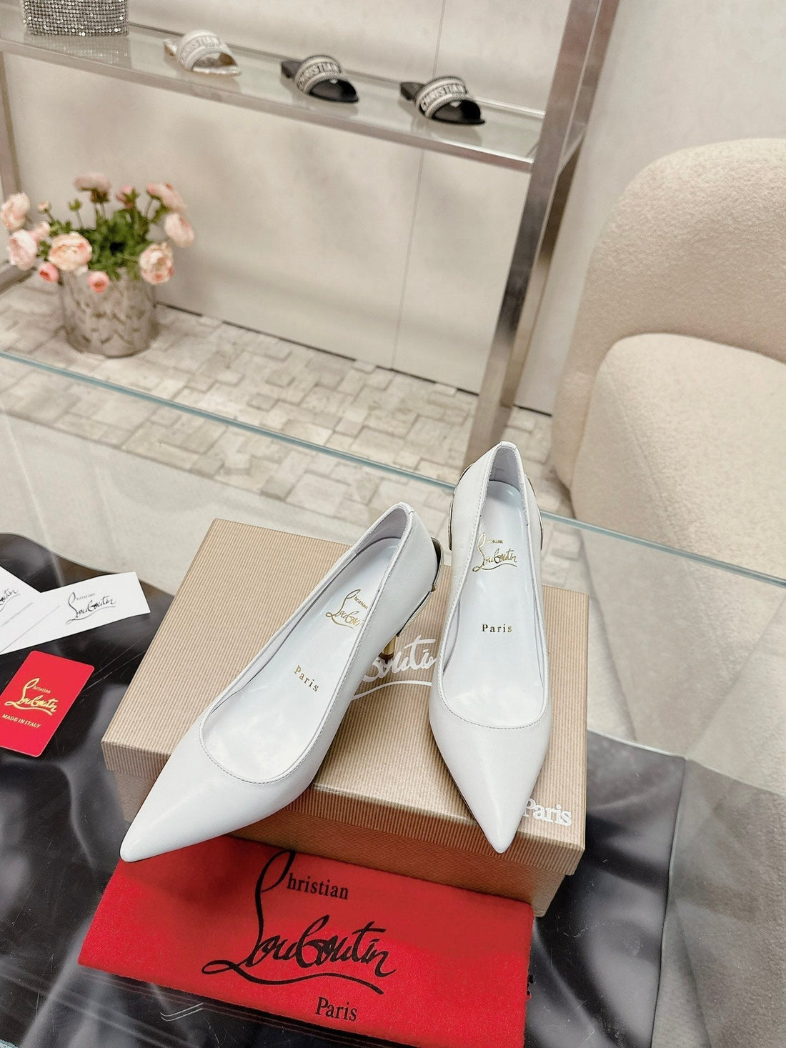Cl 25S Ginko Pumps 85MM White Cowhide& SHEEPSKIN446637