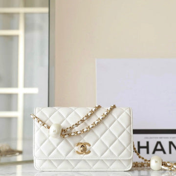 CC 24S Woc 19CM White Calfskin Pearl Ball