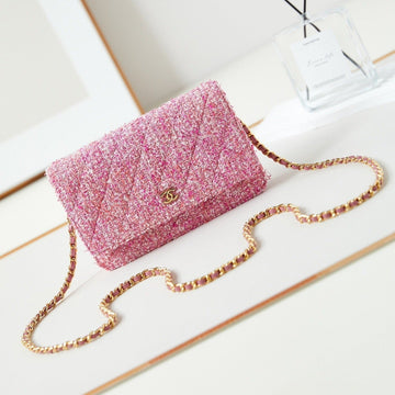 24P Woc 19CM Pink Tweed Gold Hardware