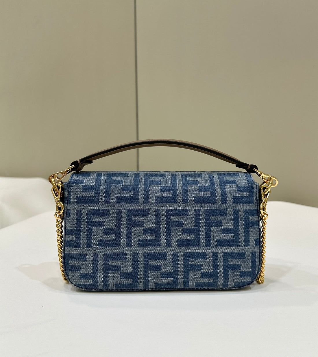 Baguette Mini 19 Bag In Cerulean Blue Monogram Denim With Gold Hardware