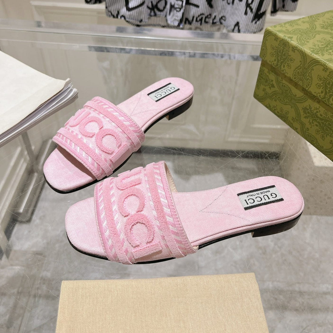 GG Interlocking Double G Hollow Slippers Pink Rose
