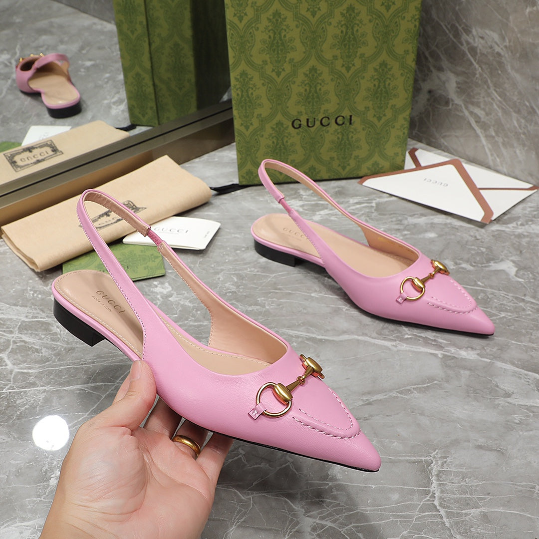 GG Slingback Flat Sandals Pink