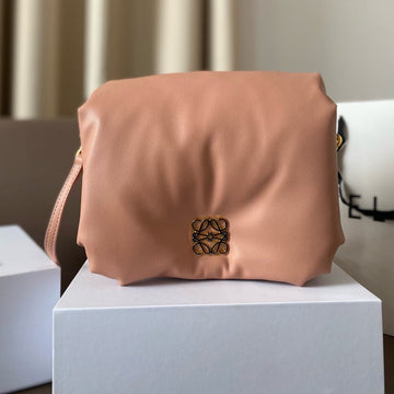 Loe Mini Puffer Goya 23 Bag In Camel Shiny Nappa Lambskin