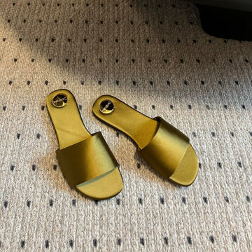 Sl Carlyle Slippers Mustard Satin