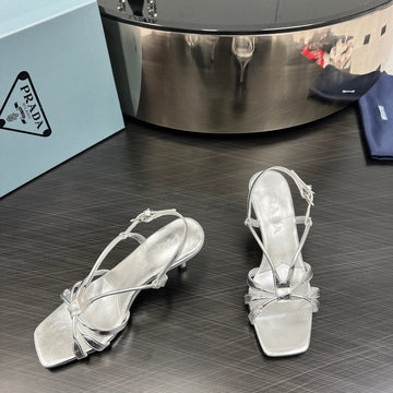 Pra Heeled Sandals Metallic Silver Lambskin