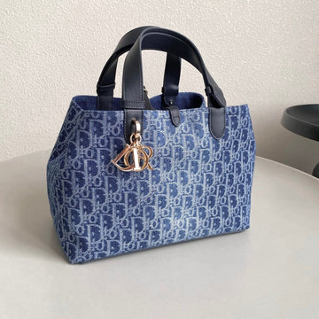 Medium Toujours 28 Blue Denim Oblique Jacquard