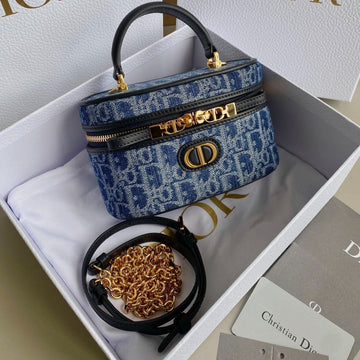Mini Vanity Case 16 Blue Denim Oblique Jacquard