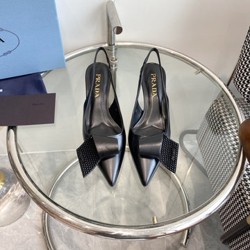 Pra Slingback Pumps Black Attached Bow Lambskin