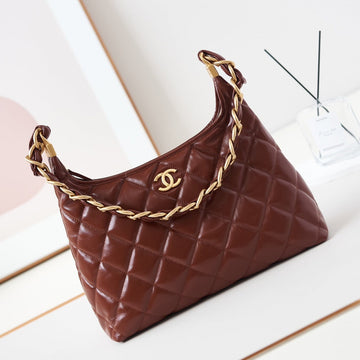 24A Hobo Bag 32CM Burgundy Calfskin Gold Hardware