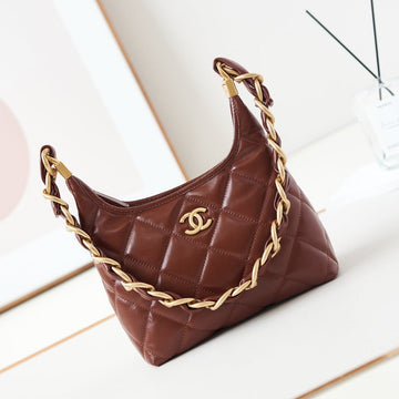 24A Hobo Bag 23CM Burgundy Calfskin Gold Hardware